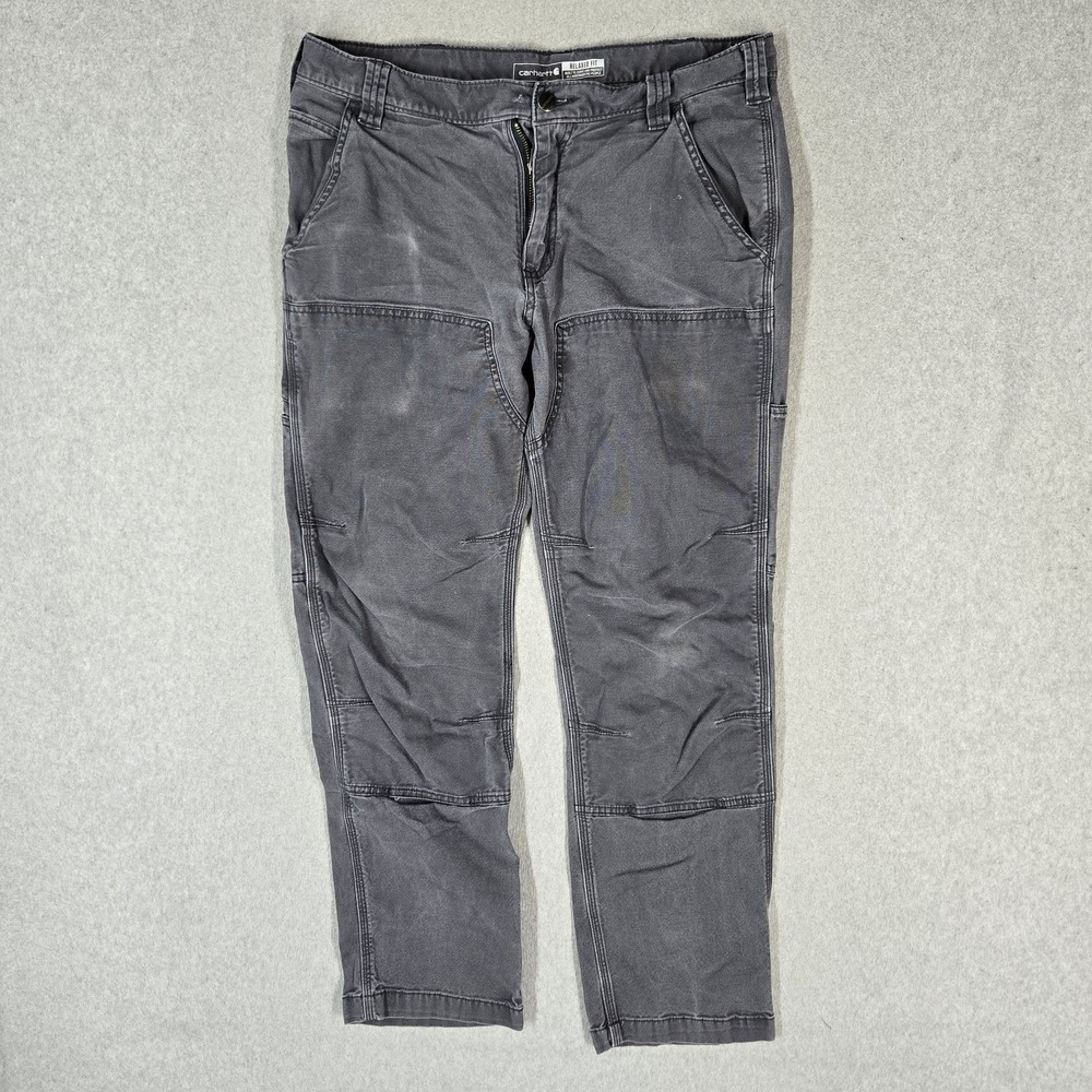 Carhartt Men Pants 33X30 Gray Relaxed Straight Rigby Double Front Dungaree 29"